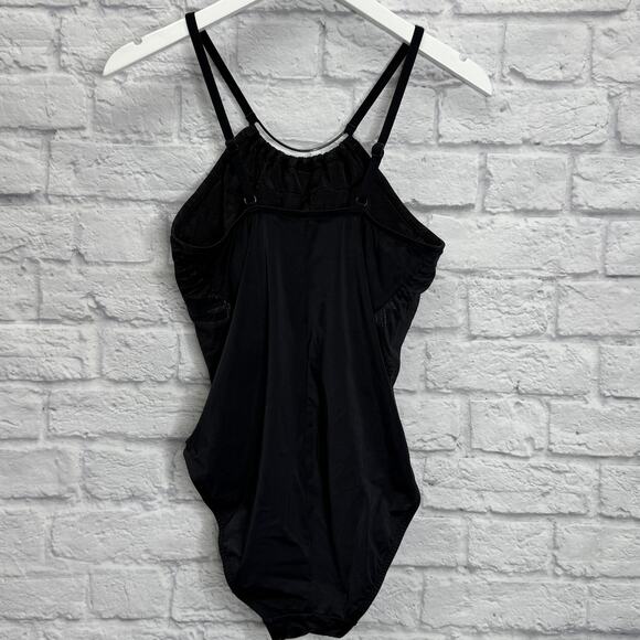 Magicsuit Jill Gold Leaf One Piece Swimsuit Black Size 10 Slimming Mesh Flyaway - Picture 3 of 6